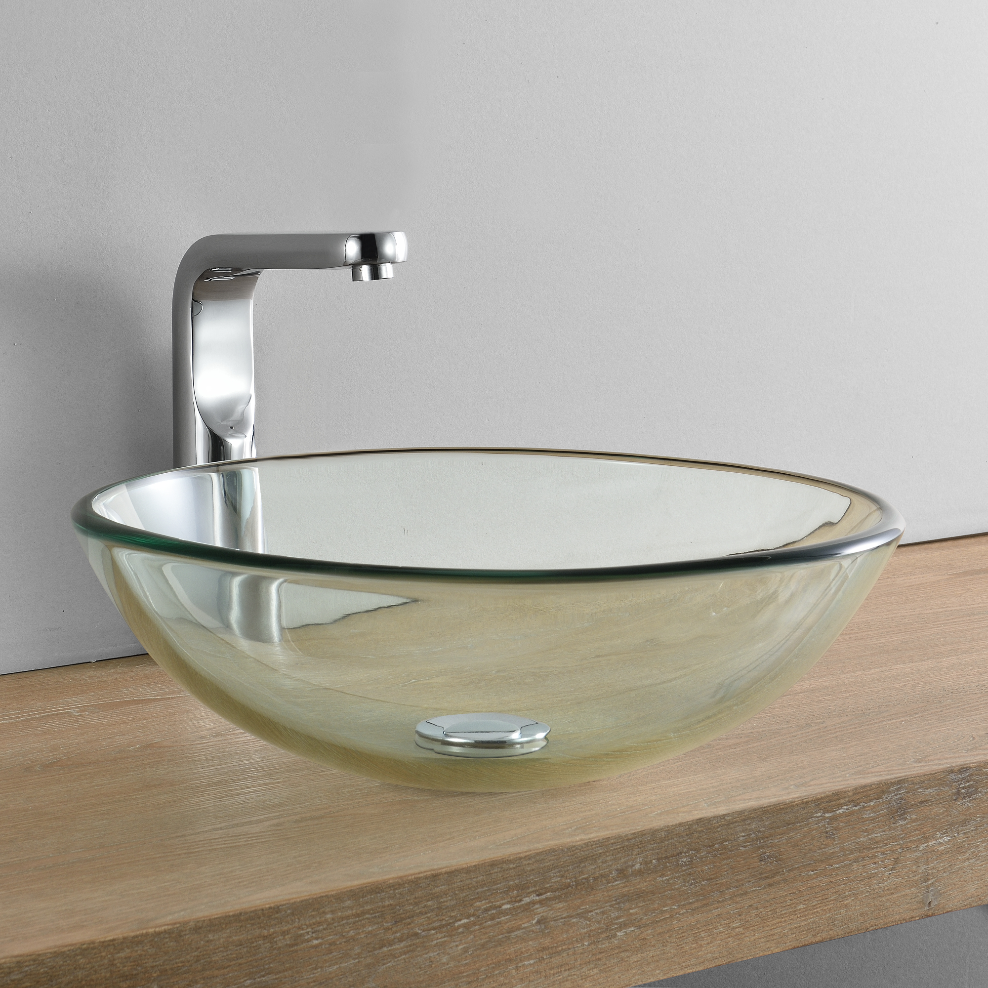 foto del prodotto  neu.haus lavabo rotondo 42 cm lavandino da appoggio in vetro trasparente