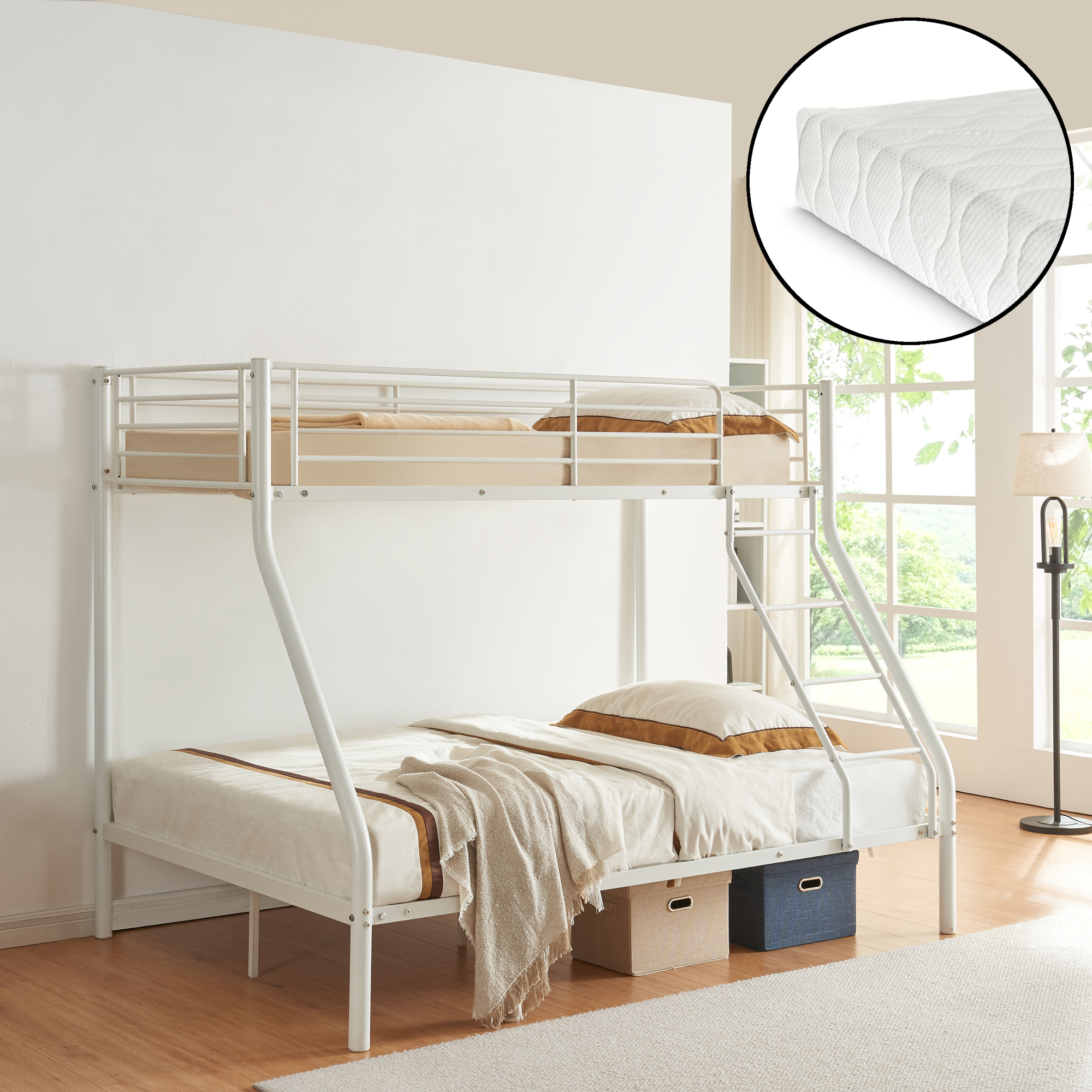 foto del prodotto  neu.haus letto a castello metallo 2 materassi a schiuma fredda barriera anticaduta 200cm x 140 90cm letto per bambini
