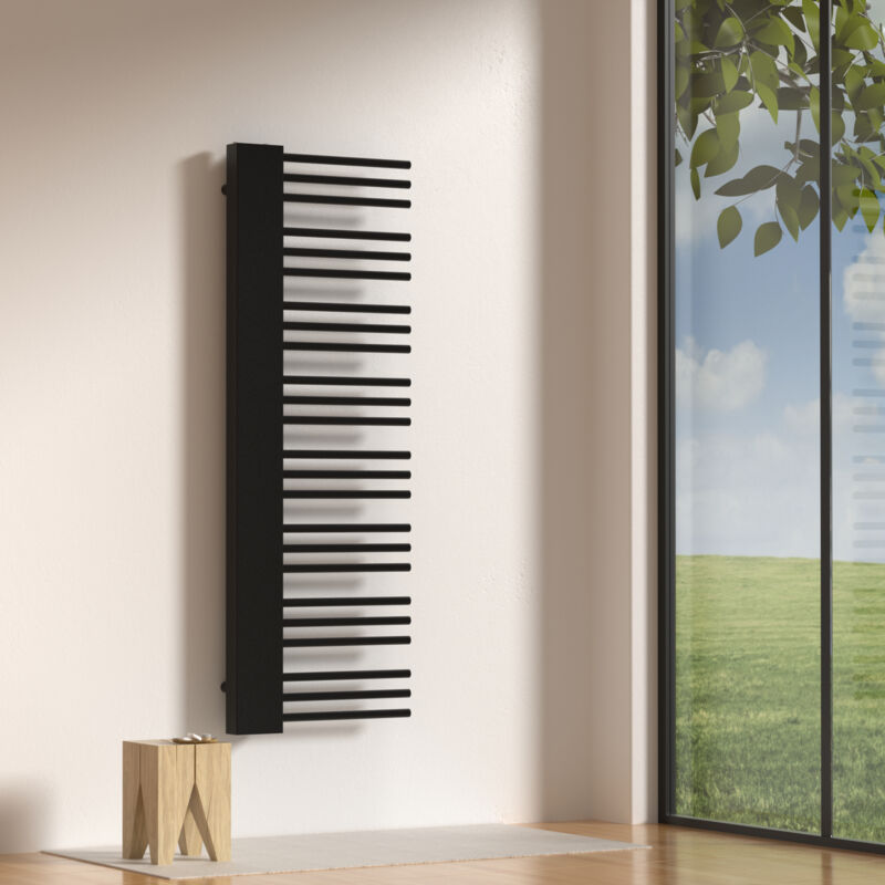 foto del prodotto  neu.haus scalda asciugamani da parete kviteseid scaldasalviette ad acqua calda 146x45 cm 558 w nero