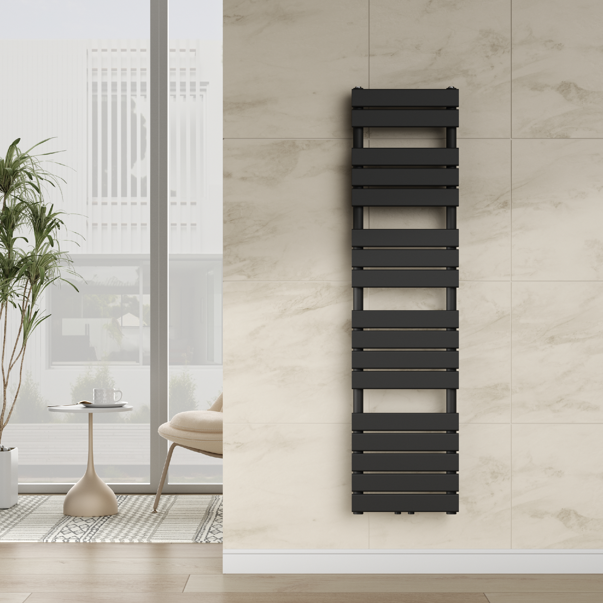 foto del prodotto  neu.haus scalda asciugamani da parete voss ad acqua calda 160 x 40 cm nero
