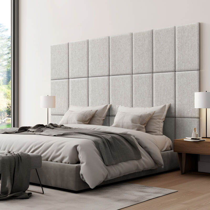 foto del prodotto  neu.haus set carpino di 3 pannelli murali imbottiti rivestiti in tessuto grigio 60x30 cm