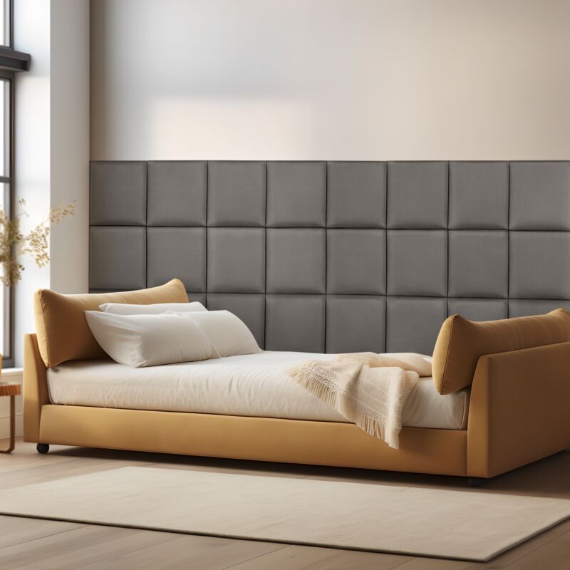 foto del prodotto  neu.haus set carpino di 4 pannelli murali imbottiti rivestiti in tessuto velluto grigio scuro 30x30 cm