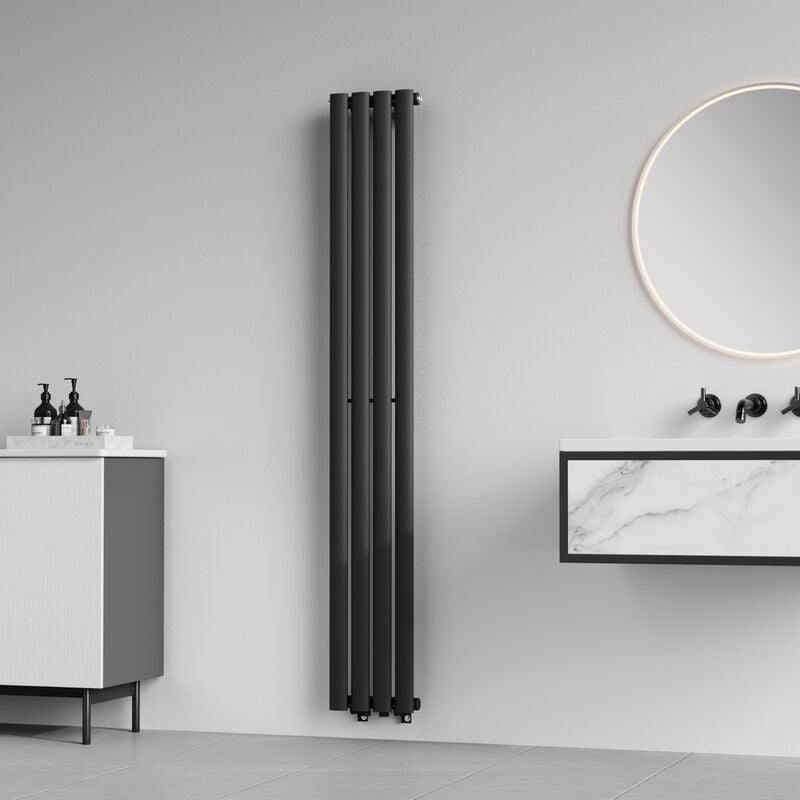 foto del prodotto  neu.haus termosifone nore ad acqua calda pannello singolo con elementi tubolari 160 x 24 cm nero