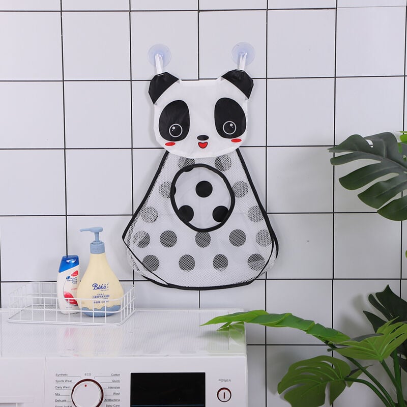 foto del prodotto  panda bagno per bambini, vasca da bagno, gioco, borsa per riporre i giocattoli, rete da appendere, griglia ad asciugatura rapida per riporre i