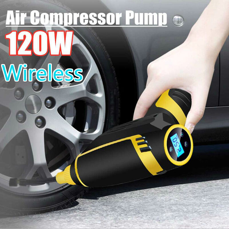foto del prodotto  promozione dello stock 12v 120w portatile cordless digitale compressore d aria per auto palmare usb ricaricabile cordless pompa di gonfiaggio dei