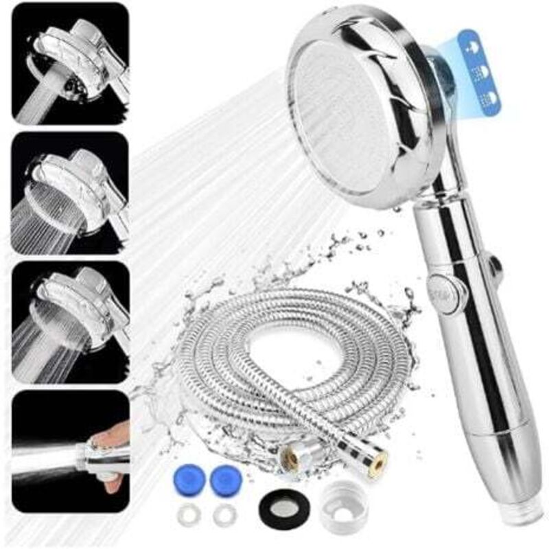 foto del prodotto  promozione dello stock soffione doccia, soffione doccia a risparmio idrico con tubo da 2 m, doccetta universale per bagno ad alta pressione con 3