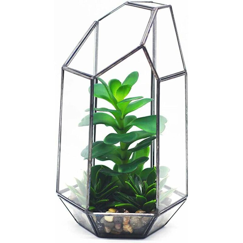 foto del prodotto  promozione dello stock terrario di vetro geometrico da 5,5 pollici, geometrico irregolare, in vetro trasparente, portavasi per piante grasse, vaso