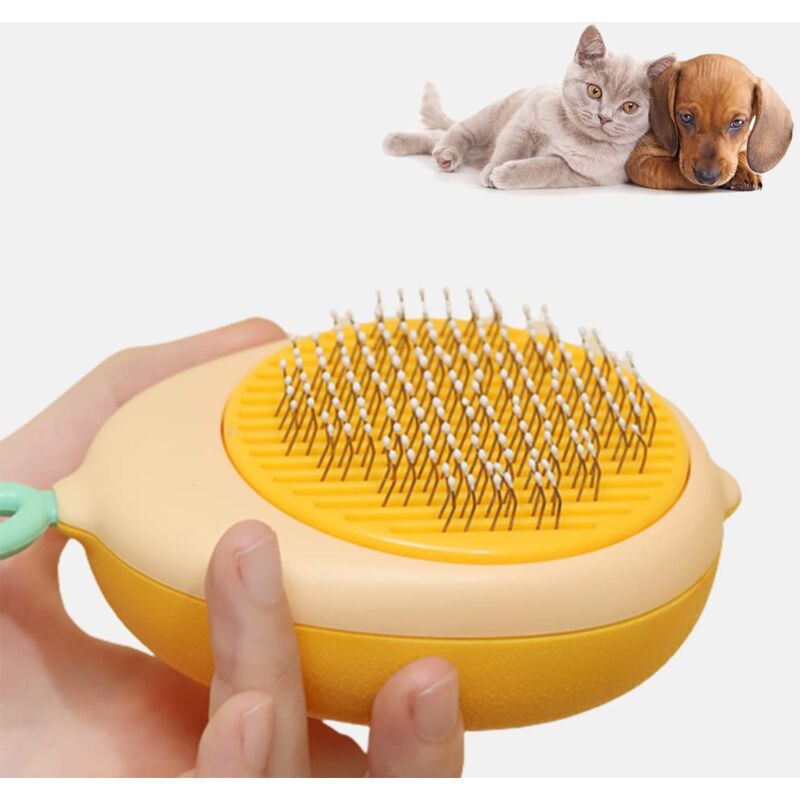foto del prodotto  spazzola con rastrello a punte al limone per cani domestici, spazzola per peli di cani con rimozione dei nodi e toelettatura, piccola spazzola
