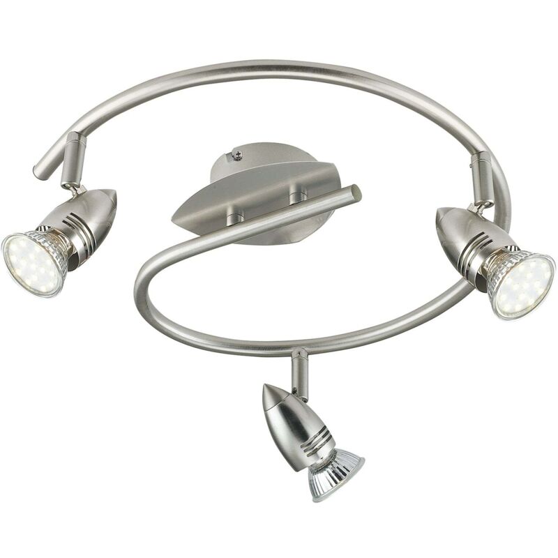 foto del prodotto  spot plafoniera sunny in metallo nichel con tre punti luce orientabili e lampadine incluse 