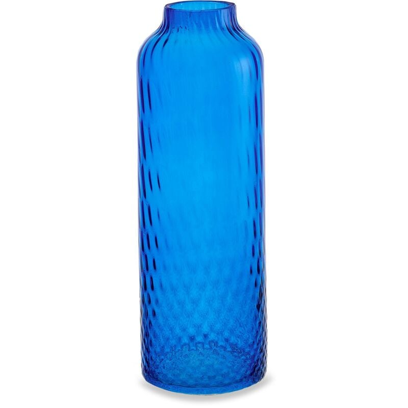 foto del prodotto ""vaso artigianale bottiglia in vetro di murano blu 34 cm""