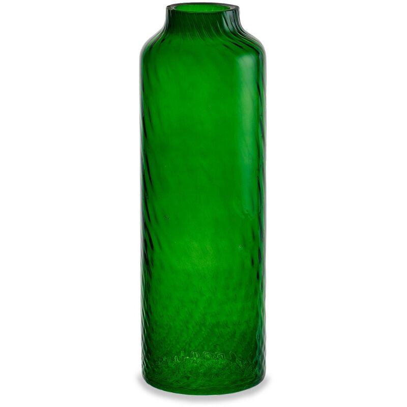 foto del prodotto ""vaso artigianale bottiglia in vetro di murano verde smerlado 34 cm""