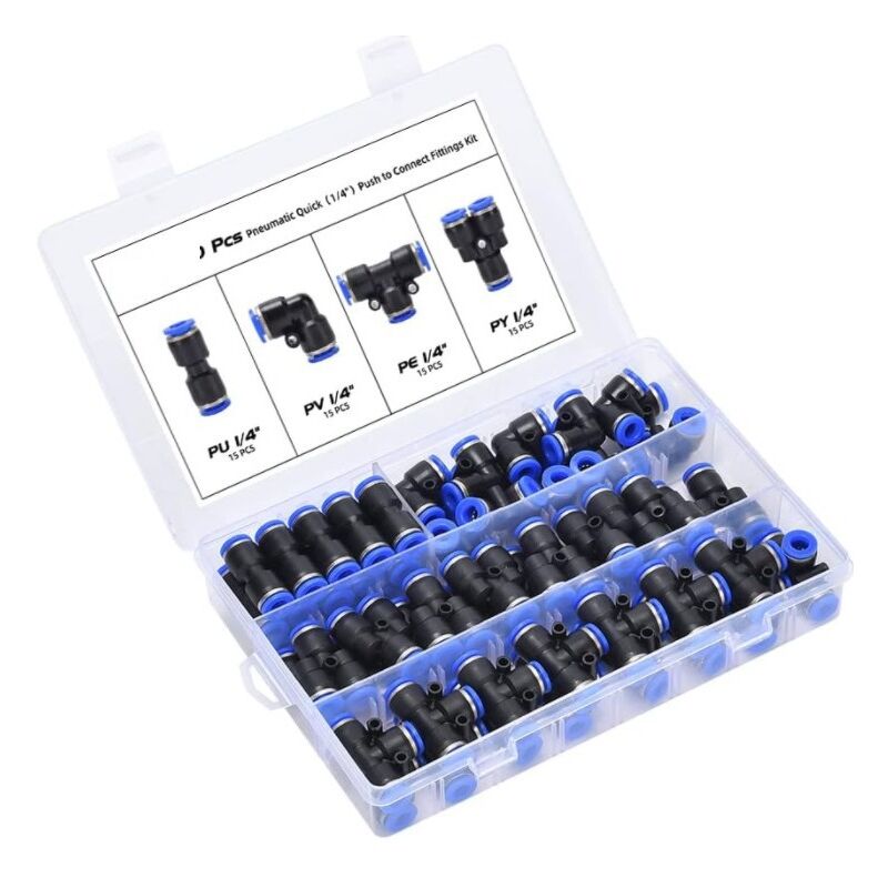 foto del prodotto 0,64 mm 15 pezzi raccordi per tubi dell aria a sgancio rapido distributore gomito sede sferica dritto sgancio rapido 60 pezzi