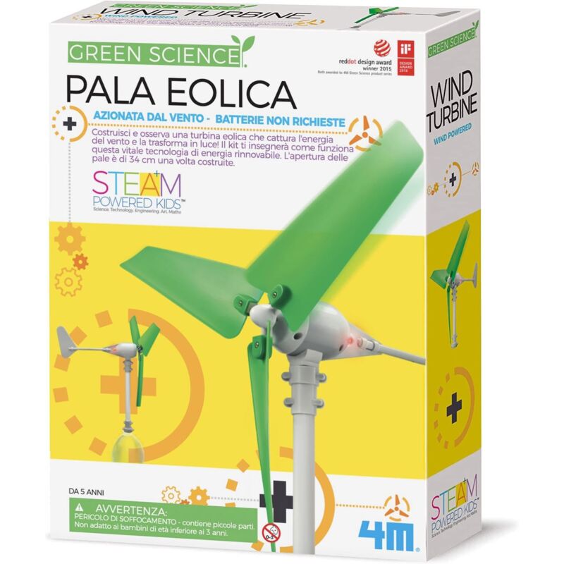 foto del prodotto 00 3378 crea una pala eolica azionata dal vento, senza batterie, giocattolo stem, giochi ecologici per bambini, kit scientifico educativo, 5 anni