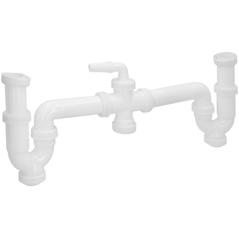 foto del prodotto 00000000 sifone doppio con uscita da 1 1 2' 40 mm estensibile, white - abrisa