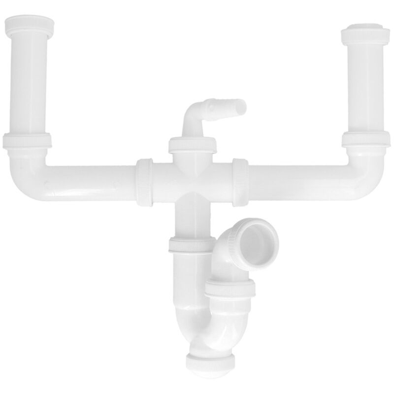 foto del prodotto 00000000 sifone doppio estensibile con due uscite 1 1 2 uscita of 40 mm, white abrisa