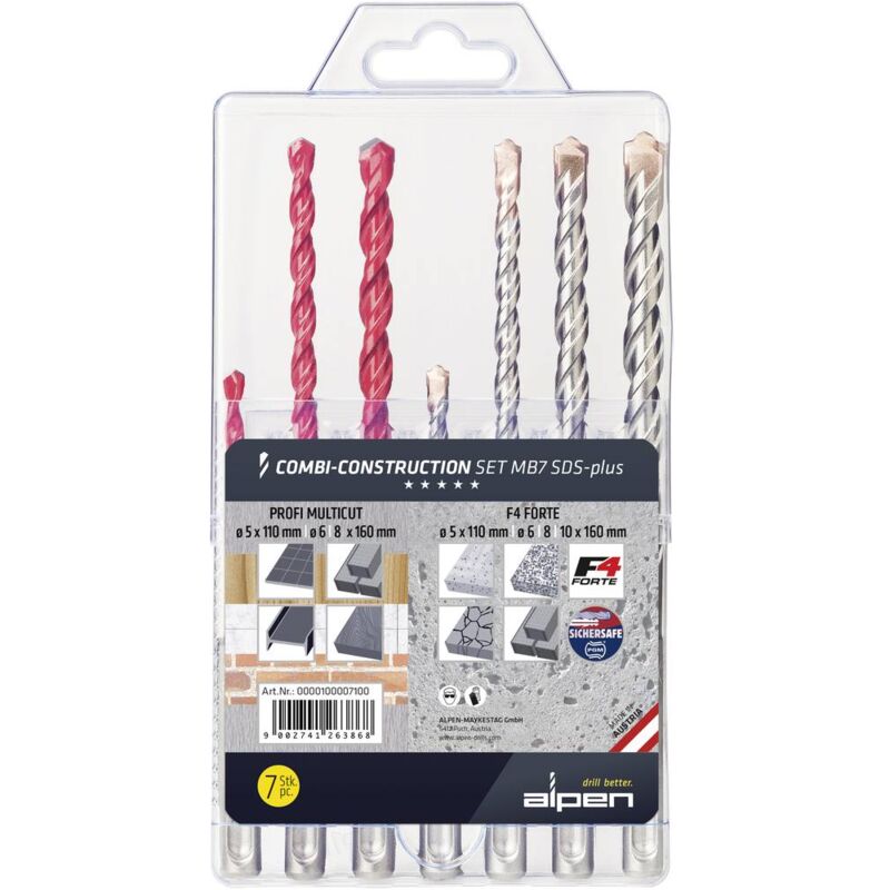 foto del prodotto 0000100007100 sds plus mb 7 7 parti assortimento punte universali alpen