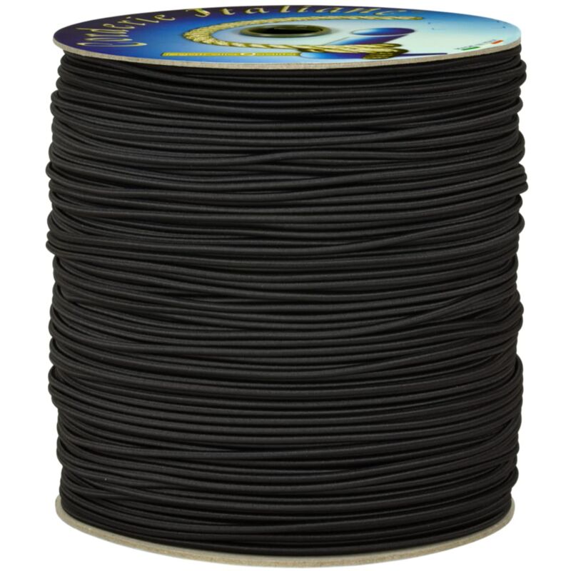 foto del prodotto 006004981 cordoncino elastico, nero, 3 mm, 15 m corderie italiane
