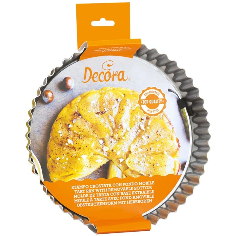 foto del prodotto 0070017 stampo per crostata con fondo mobile in acciaio antiaderente, tonda 30 x h 3,5 cm, rende facile sformare i dolci, design professionale