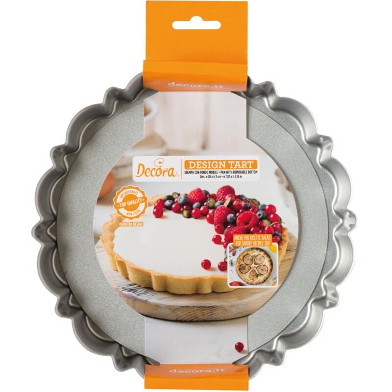 foto del prodotto 0075051 stampo per crostata con fondo mobile da 20 x 3 h cm, in acciaio antiaderente, tonda, per sformare dolci facilmente, design professionale