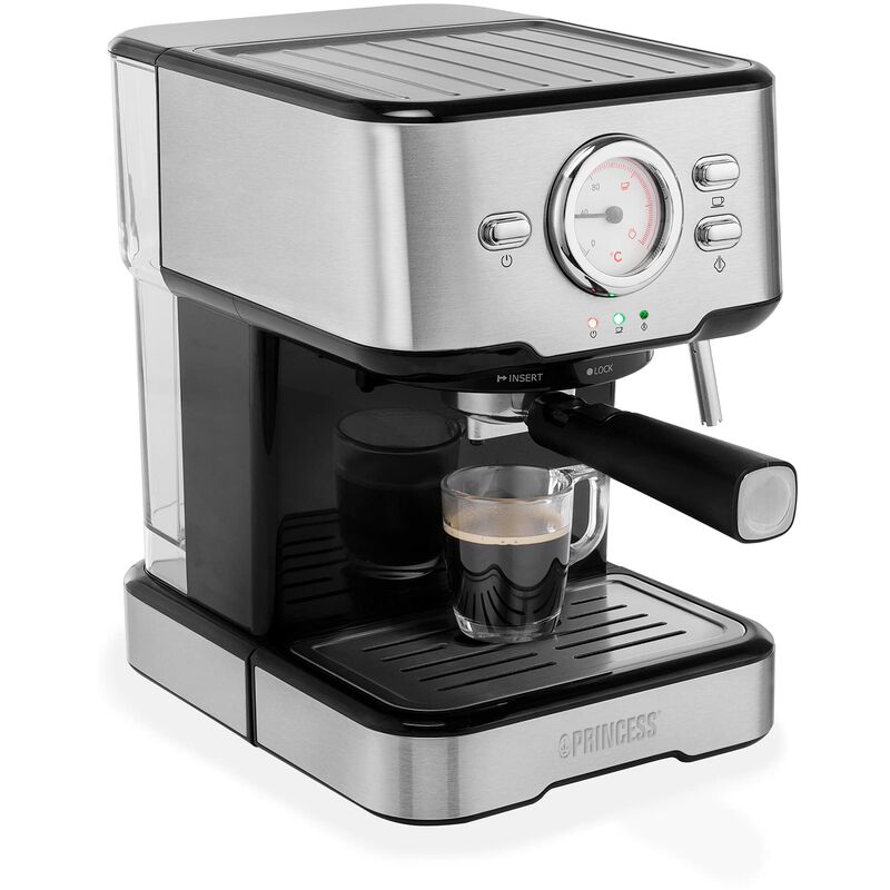 foto del prodotto 01.249412.01.001 acciaio inox, nero macchina per caff con capsule con ugello schiumalatte, con sistema di ero princess