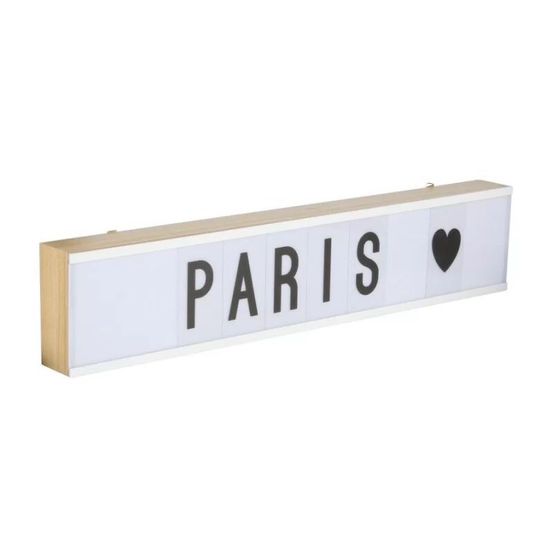 foto del prodotto 011460 lavagna luminosa a led 60x12x5,5 cm 95 lettere legno chiaro opjet