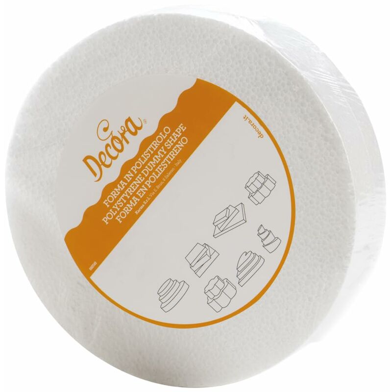 foto del prodotto 0173801 basi tonde in polistirolo ideali per esercitazioni e per realizzare torte a piani dall aspetto perfetto, dim. 20 x h 2,5 cm decora