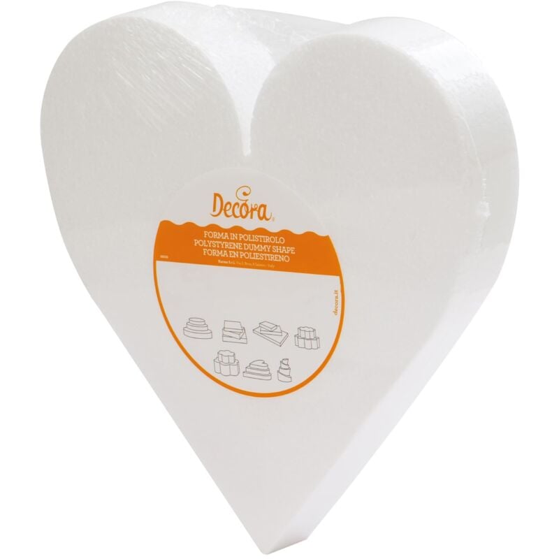 foto del prodotto 0174031 basi a forma di cuore in polistirolo ideali per esercitazioni e per realizzare torte a piani dall aspetto perfetto, dim. 40 x h 7,5 cm