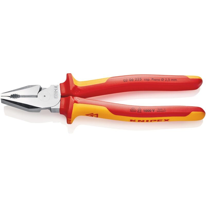 foto del prodotto 02 06 225 pinza universale tipo forte isolati con manici rivestiti in materiale bicomponente, collaudati vde cromata 225 mm