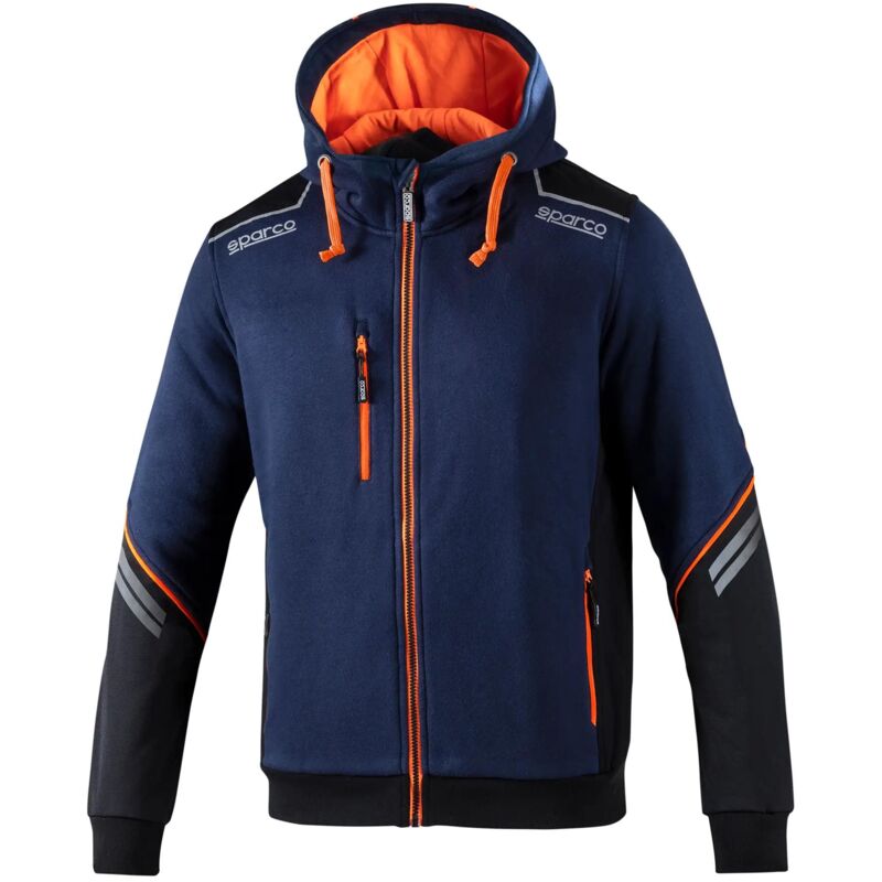 foto del prodotto 02414bmaf felpa lavoro cappuccio tech zip intera colorado blu xl sparco