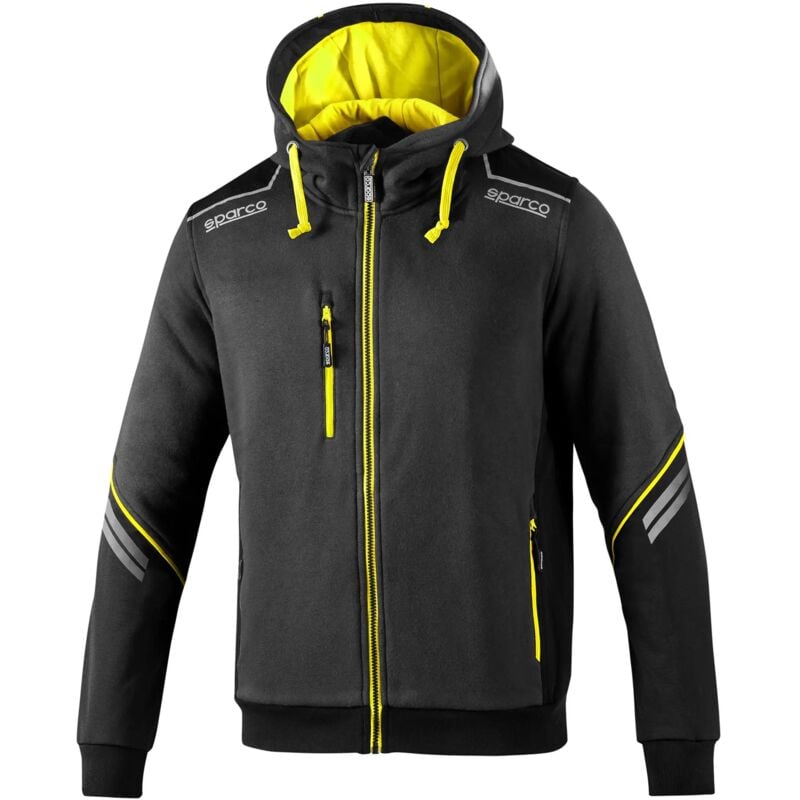 foto del prodotto 02414gsgf felpa lavoro cappuccio tech zip intera colorado grigio giallo l sparco
