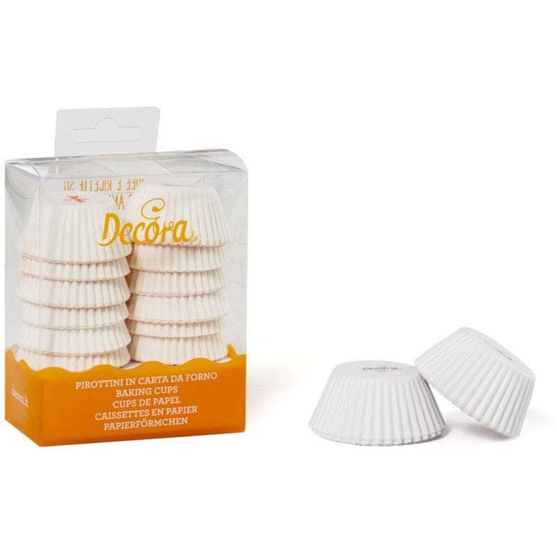 foto del prodotto 0339753 pirottini, mini muffin bianco, comodissimi pirottini in carta da forno, per cuocere, presentare e regalare dolcetti, resistono fino a 220 ,