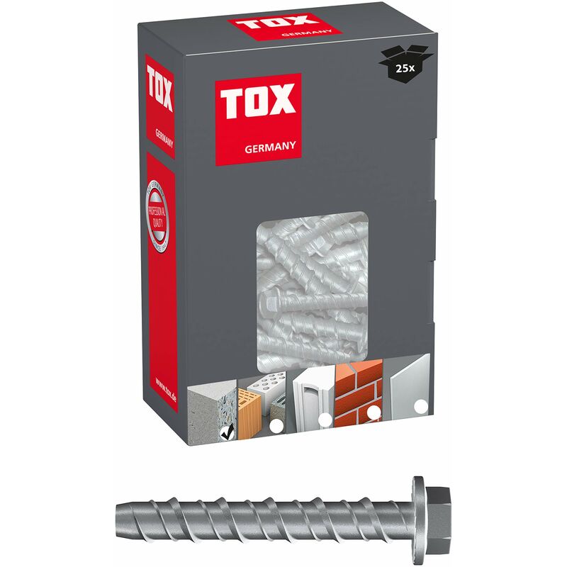 foto del prodotto 041101161 vite calcestruzzo sumo pro, m12x75 mm, set di 25 pezzi tox