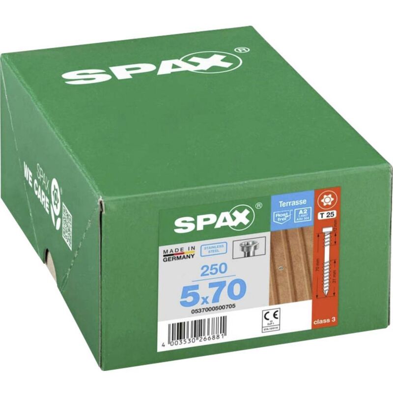 foto del prodotto 0537000500705 vite da legno 5 mm 70 mm t star plus acciaio inox a2 250 pz. spax