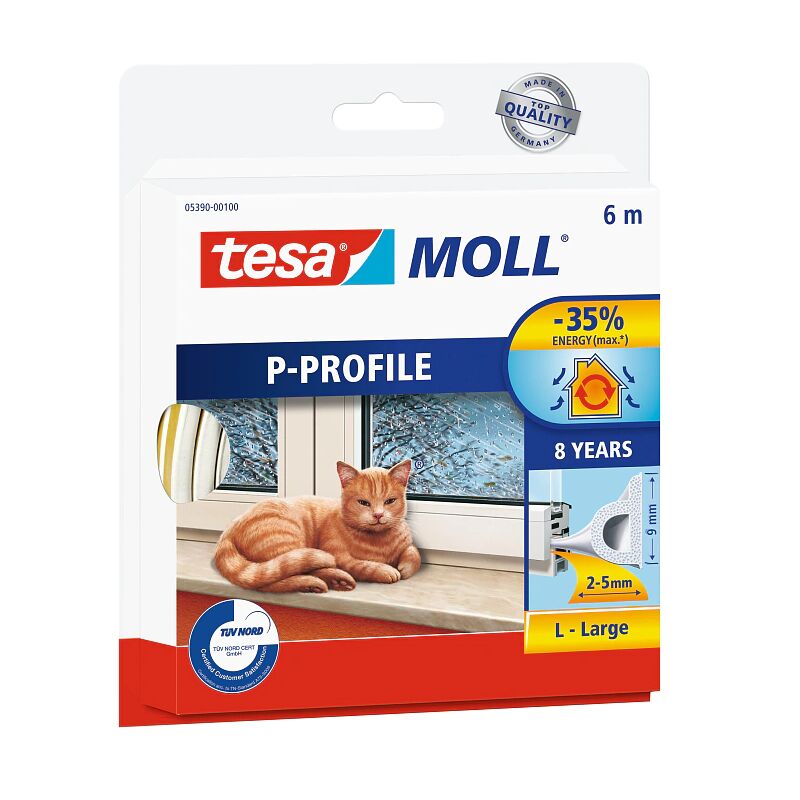 foto del prodotto 05390 00111 guarnizione adesiva gomma porte finestre profilo p 6m 2 5mm tesa