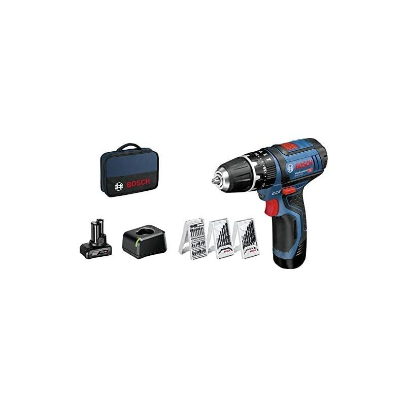 foto del prodotto 06019b690g trapano a percussione a batteria gsb 12v 15 professional 12 v 2 velocit . 0 380 1.300 rpm. 30 14 nm. mandrino da 10 mm. 1 kg. luce