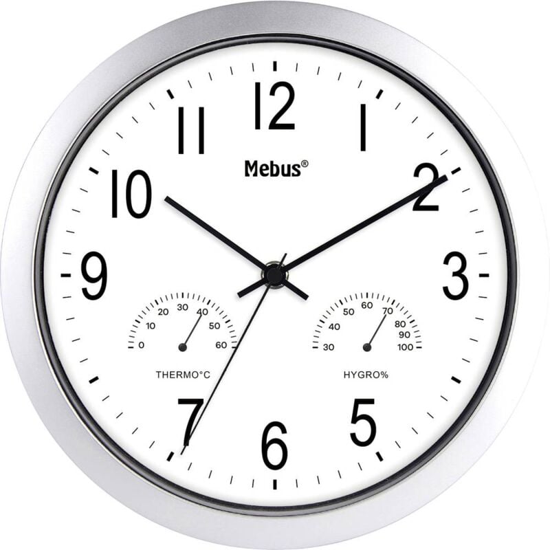 foto del prodotto 06992 quarzo orologio da parete 25.5 cm argento mebus