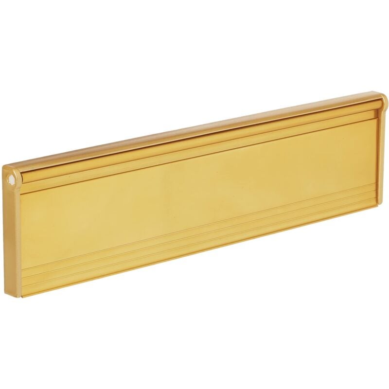 foto del prodotto 06sr0310000g coperchio per cassetta delle lettere con spazzola e amp ribalta per uso interno o esterno finitura oro, dimensione esterna, 293 x 77 mm
