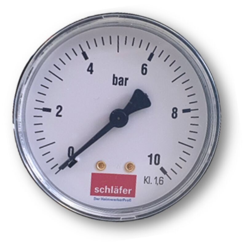 foto del prodotto 0930160 manometro idraulico per misurazione pressione acqua, attacco posteriore assiale da 1 4 e scala di misura 0 10 bar, diametro 63 mm, ideale