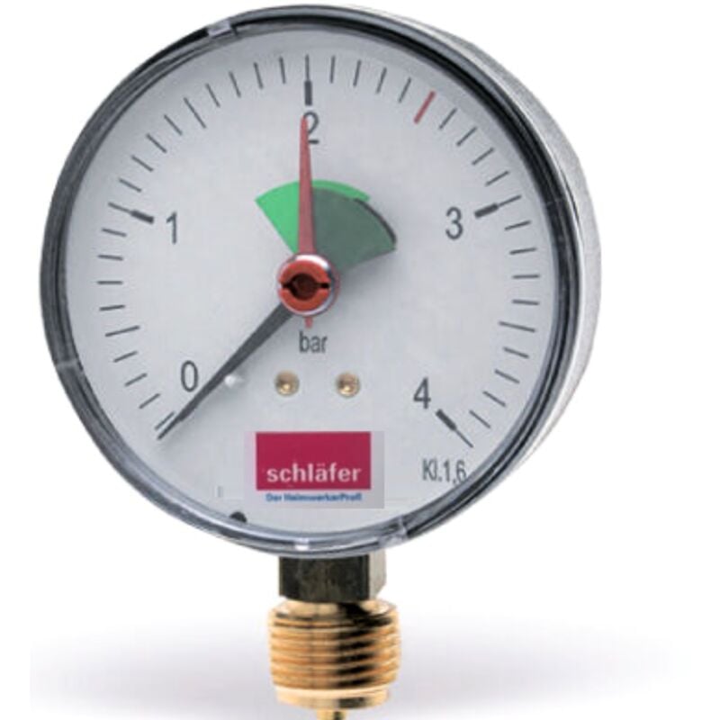 foto del prodotto 0930161 manometro idraulico verticale attacco radiale 3 8 scala 0 4 bar da 63 mm per impianti termici aria acqua indicatore pressione idraulica