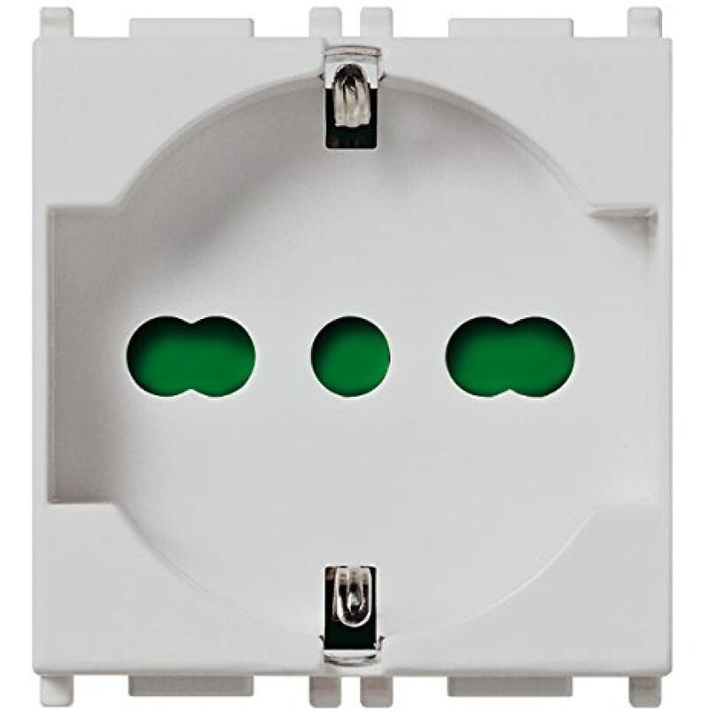 foto del prodotto 0r14210.sl plana silver presa a muro universale con protezione sicury, 2p t 16a, argento vimar