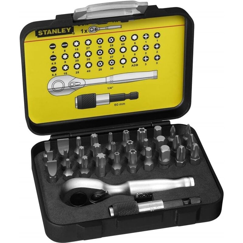 immagine 0 del prodotto 1 13 904 set 32 pz inserti 25 mm 1 4 portainserti magnetico stanley