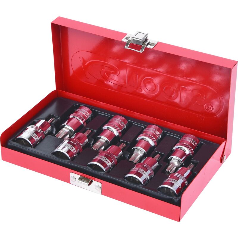 foto del prodotto 1 2 serie di bussole p.viti torx c.foro chrome 9 pztb20 tb60