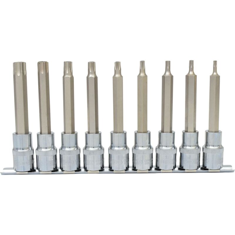 foto del prodotto 1 2 serie di bussole p.viti torx c.foro chrome lunghe,9 pztb20 tb60