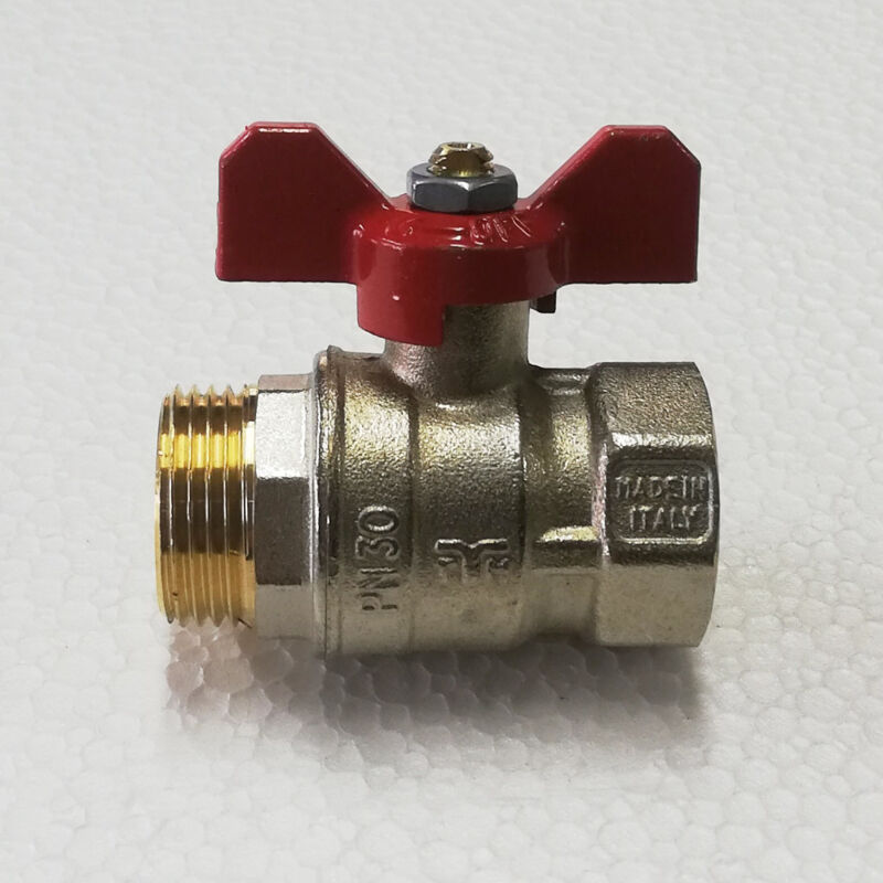 foto del prodotto 1 2 valvola sfera saracinesca mf leva corta a farfalla rossa tiemme