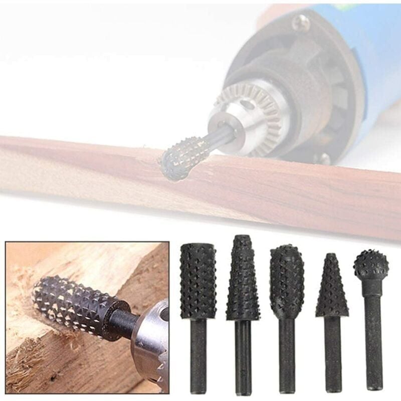 foto del prodotto 1 4 6mm set di frese rotanti utensili elettrici rettifica del legno incisione intaglio lima raspa punte da trapano frese rotanti set di punte con