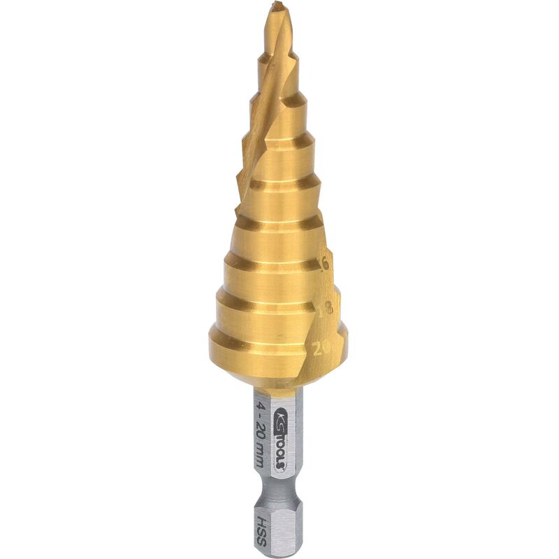 foto del prodotto 1 4 inserto p.fresa a gradini in hss tin, 4 20mm, 9 livelli