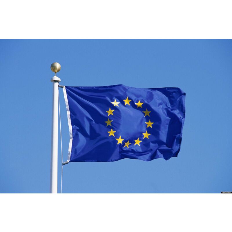 foto del prodotto 1,5 m x 0,9 m europa unione europea ue bandiera euro blu con stelle gialle sport calcio eventi decorazioni per coppa del mondo banner fan support