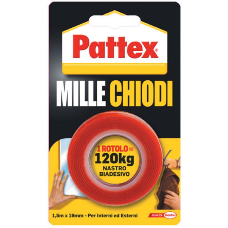 foto del prodotto 1,5 mt nastro biadesivo pattex millechiodi tape extra forte montaggio