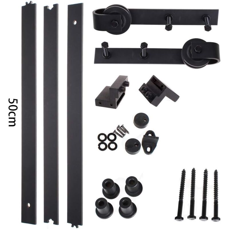 foto del prodotto 1.5m binario per porta singola scorrevole, kit accessori con regolabile guida porte scorrevoli pavimento