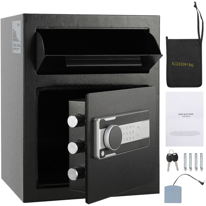 foto del prodotto 1.7 cub deposit safe, cassaforte a fessura con serratura elettronica e 2 chiavi di emergenza, 17,71 x 13,77 x 13,77 , cassaforte aziendale per
